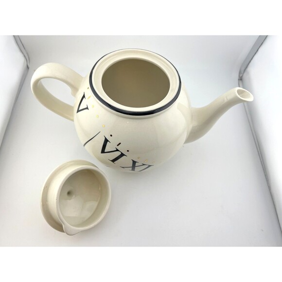 ARTHUR WOOD “TEATIME” TEAPOT Roman Numerals Clock Pattern England Made UK Pier 1 - Picture 6 of 13